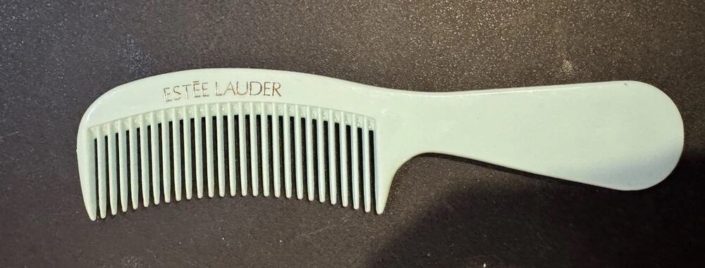 Vintage Estee Lauder Hair Comb White Plastic Regular Tooth Purse Travel 6 1/2”